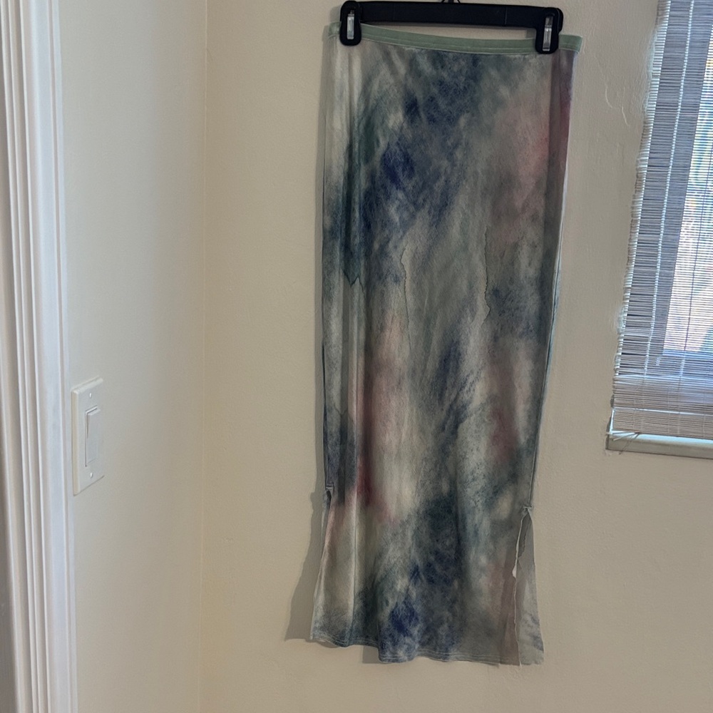 Tie-Dye Maxi Skirt — Blue, Pink & Gray Tones
